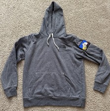 The North Face Mens Hoodie Dark Gray Logo Removable Patch Pullover Fleece Medium
