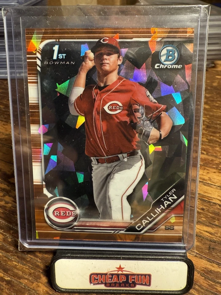 2019 Bowman Chrome Draft Sapphire Tyler Callihan #BDC-47 1st Orange /25 RC Reds - Image 2 of 3