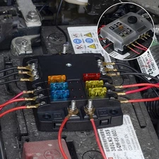 High Current Blade Fuse Block Base Waterproof 6-Way Fuse Box with LED Indicator