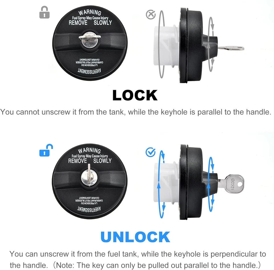 For Ram 1500 2500 3500 2000-2020 & Dodge Dakota 2000-2010 Black Locking Fuel Cap - Image 4 of 4