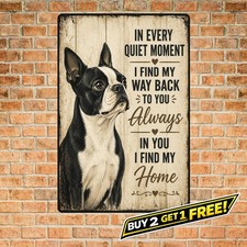 Boston Terrier Metal Sign Retro Dog Portrait Tin Plaque Home Decor Art