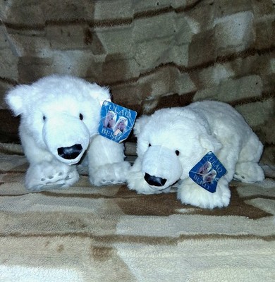 Vintage 90s Denver Zoo Ulaq & Berit Polar Bear Large Plush Set