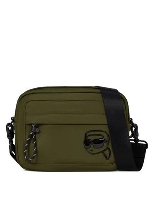 Handbag KARL LAGERFELD JEANS Ikon Nylon Tonal Print Khaki A3M30167