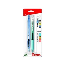 Pentel EnerGel-X Gel Pen  Techniclick Mech Pencil 0.7mm Sky Blue Office School
