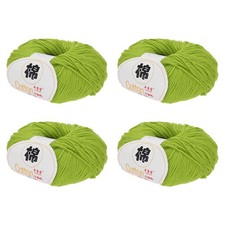 Cotton Yarn, Soft Knitting Yarn 4 Packages of 200g/7.05oz/ Light Green