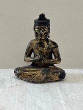 Small Antique wooden Burmese Shan Buddha statue, likely from the late 18th C. 3”