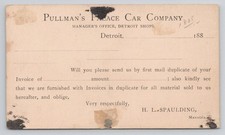 1880s Pullman's Palace Car Company Detroit MI   Postcard