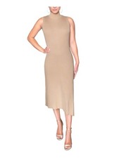 RACHEL RACHEL ROY Womens Beige Zippered Sleeveless Mock Neck Midi Sheath Dress M