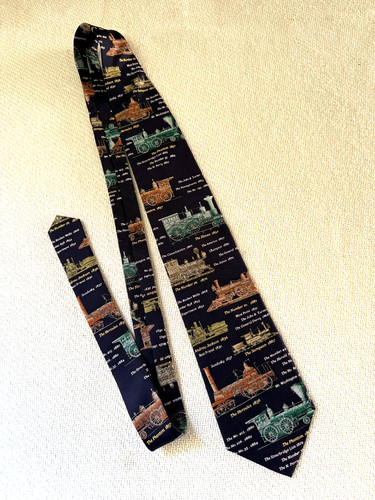 Alynn Tie American American Historical Locomotives Dark Blue Silk Neckwear