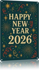 2D 1PC 'Happy New Year 2026' Iron Sign 8x12In Metal Wall Celebration 2026 Decor