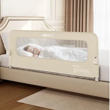 HOMEAL Bed Rail for Toddlers - 59" Foldable Toddler Bed Rails-White