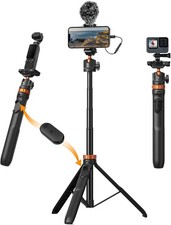 62" Phone Selfie Stick Tripod, Lightweight Extendable Tripod with Remote