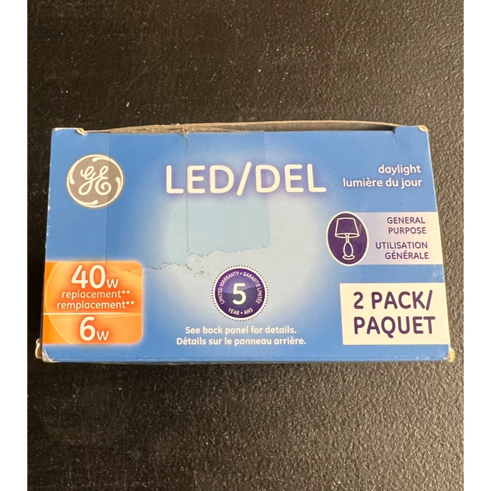 2pk GE LED Light Bulbs 6W A19 Daylight 480LM 40W Equivalent Energy Saver - Image 4 of 4