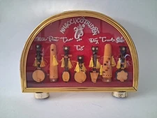 Vintage Vietnam Asian 7 Miniature Musical Stringed Instruments 9” Display Case