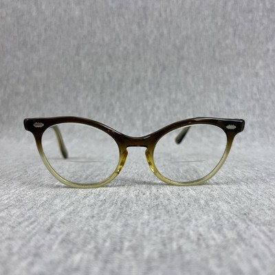 Vintage Cat Eye Eyeglass Frames Two-tone Plastic Prescription Bifocal Granny 60s