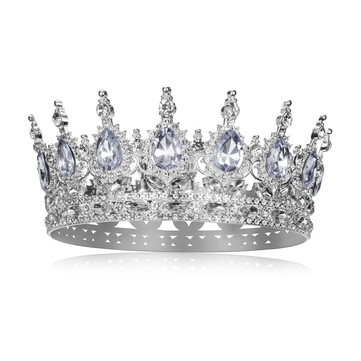Rhinestone Crystal Tiara Crown - Silver Silver Tiara Crown Crystal Headband with Combs for Bride  main image 4