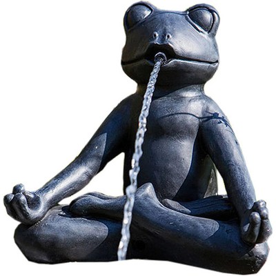 Heissner 003296-00 Yoga-Frosch Teichfigur Speier anthrazit