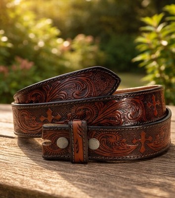 Western Genuine Leather Belt Full Grain Handmade Men's Heavy Duty Without Buckle