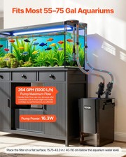 264GPH Canister Filter, 2-Stage External Aquarium Filter with Powerful Pump, Qui