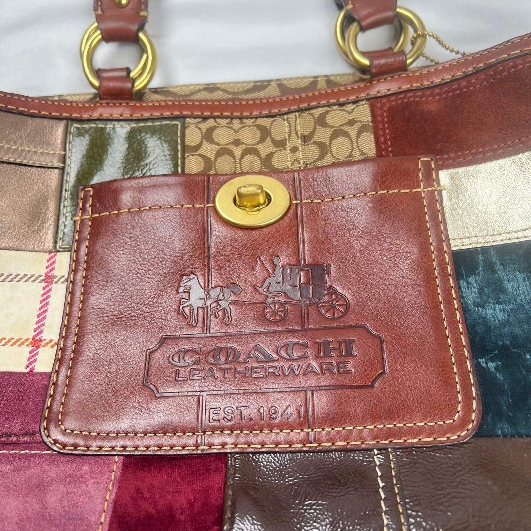 COACH Patchwork Shoulder Bag Authentic Leather Cr… - image 2