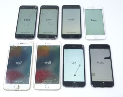 Lot of 8 Cracked Apple iPhone 6s Plus / 6s / 6 Plus / 6 Phones For Parts