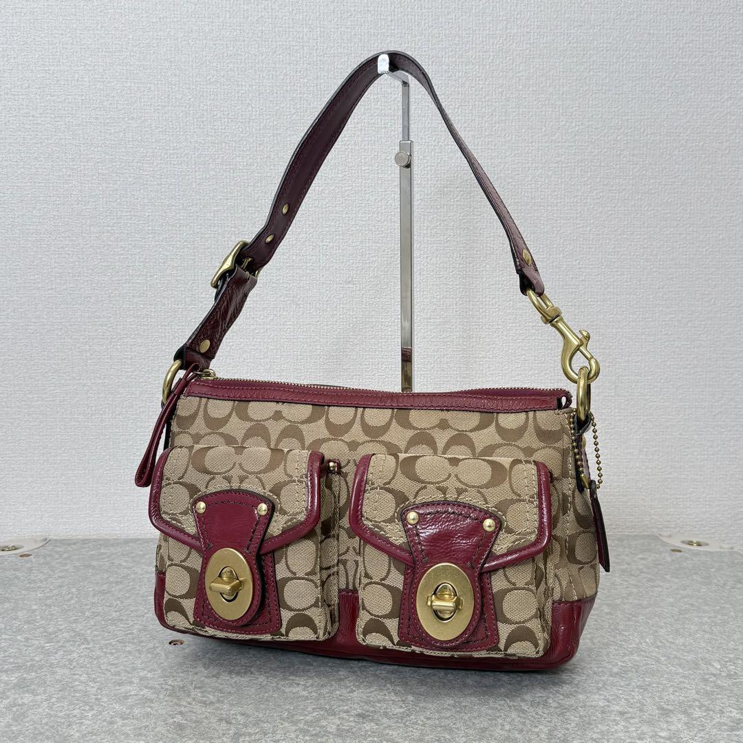 バッグ Coach Legacy Turn Lock Suede Bag Coach Vintage Turn Lock Beige Suede Shoulder Bag w/Leather
