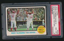 1973 Topps World Series Game 6 #208 HOF Reds Slugging Ties Series PSA 8