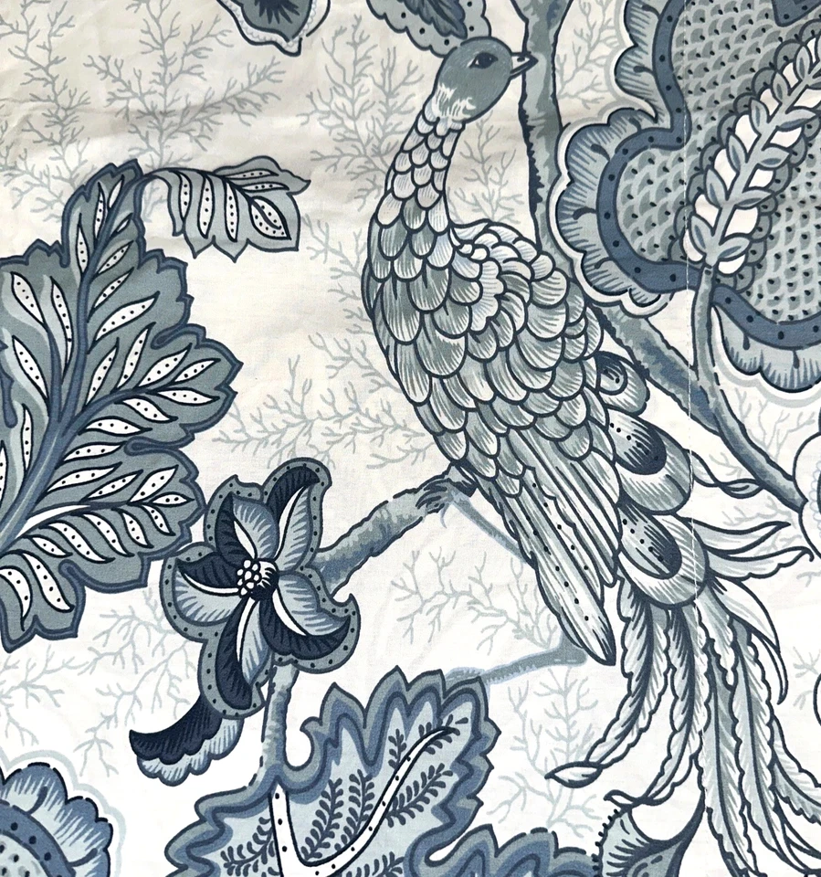 JUEGO DE 2 FUNDAS ALMOHADA KING GRANERO PAIGE PÁJAROS FLORAL PALAMPORE AZUL BLANCO CERÁMICA Foto 4 de 4