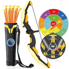 Bow and Arrow for Kids, LED Light Up Archery Set with 10 Suction Cup Arrows ...