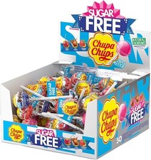 Chupa Chups Sugar Free Lollipop Display Box, Cherry, Cola & Strawberry Flavoured