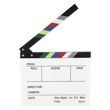 Wooden Movie Film Clapboard 10.63x11.81" Movie Theater Decor, White Color