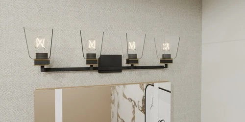 Quoizel ALY8632 Almany 4 Light 33"W Vanity Light - Black - Picture 6 of 7