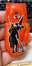 vintage Kirchhoff Halloween Witch tin litho metal Clicker, fantastic decor item