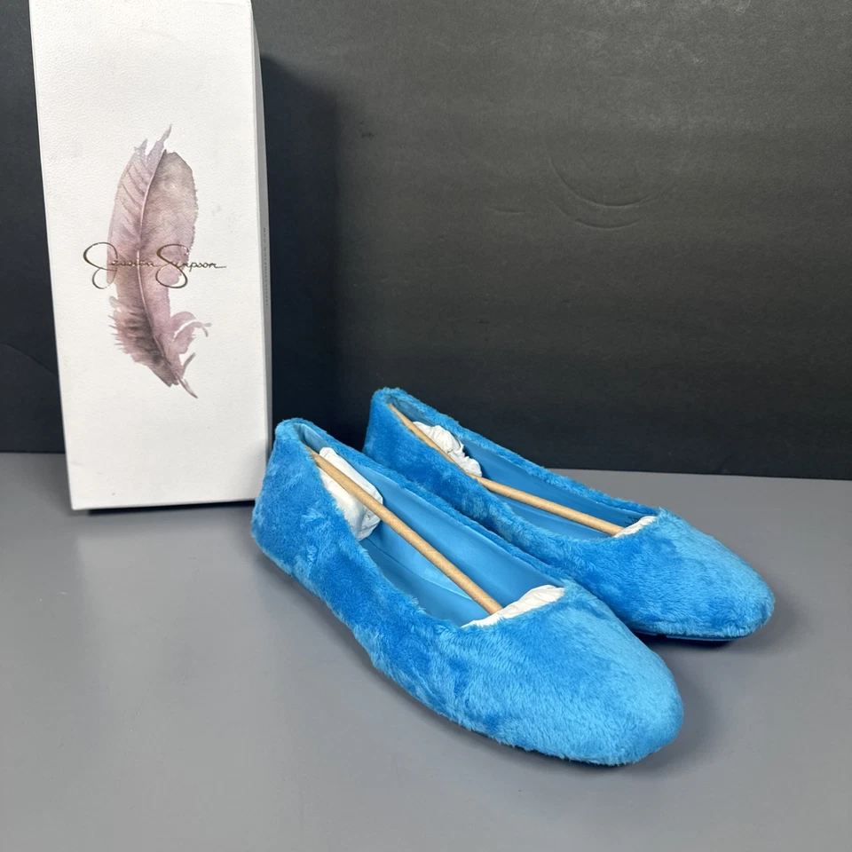 NEW Jessica Simpson Fuzzy Blue Ballet Slippers JS-BRINLEY Women’s Size 11M - Image 2 of 4