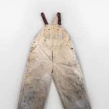 Vintage Carhartt R01 Brown Bib Overalls Double Knee Unlined Sz 42x30 Distressed