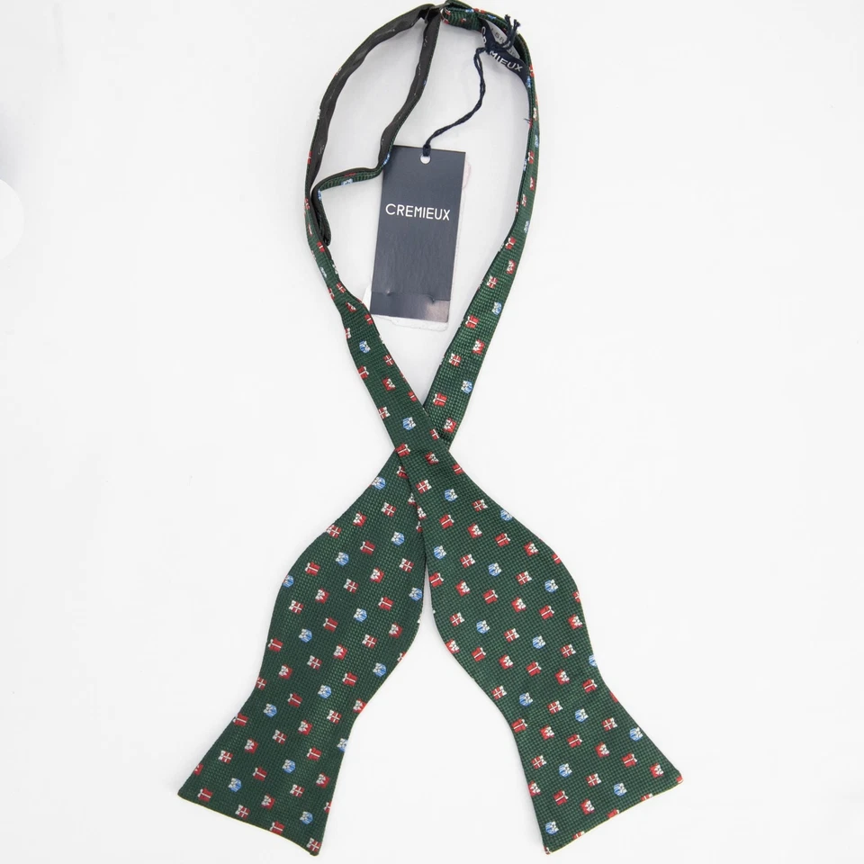 Pajarita Daniel Cremieux Verde Regalos de Navidad 100% Seda Auto Pajarita Foto 4 de 4