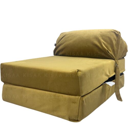 VELVET Fold Out Sofa Bed Sleep Over Guest Single Futon Sofa Z Bed Seat - Picture 20 of 37