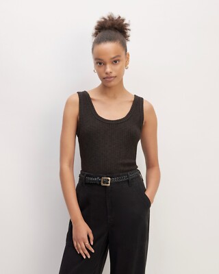 Everlane NWT Sz L Dark Gray Cozy Ribbed Knit Tank Top Minimalist Capsule Classic