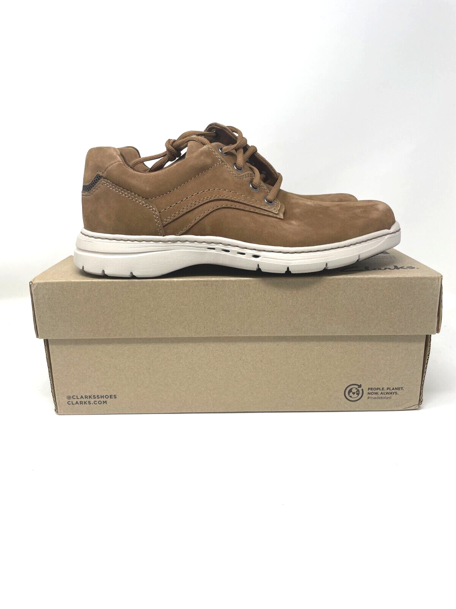 NEW CLARKS men\'s un brawleypace shoes in tan nubuck Mens Un Briley Pace Tan Leather Oxford Shoes| Clarks main image 4