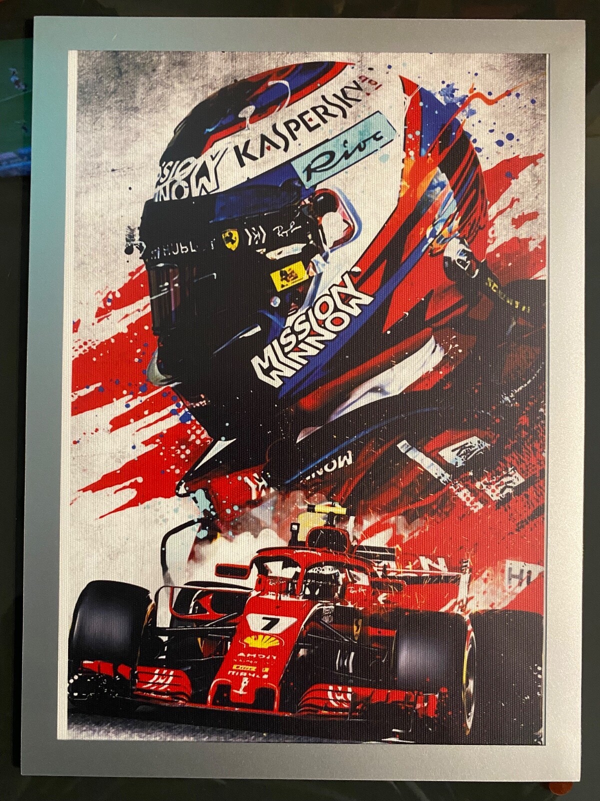 Cadre Poster Magnétique FERRARI Kimi Räikkönen 24X32 cm en Bois Noir