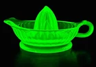 Vtg Federal Glass Green Vaseline Uranium Citrus Reamer Juicer Handled Depression