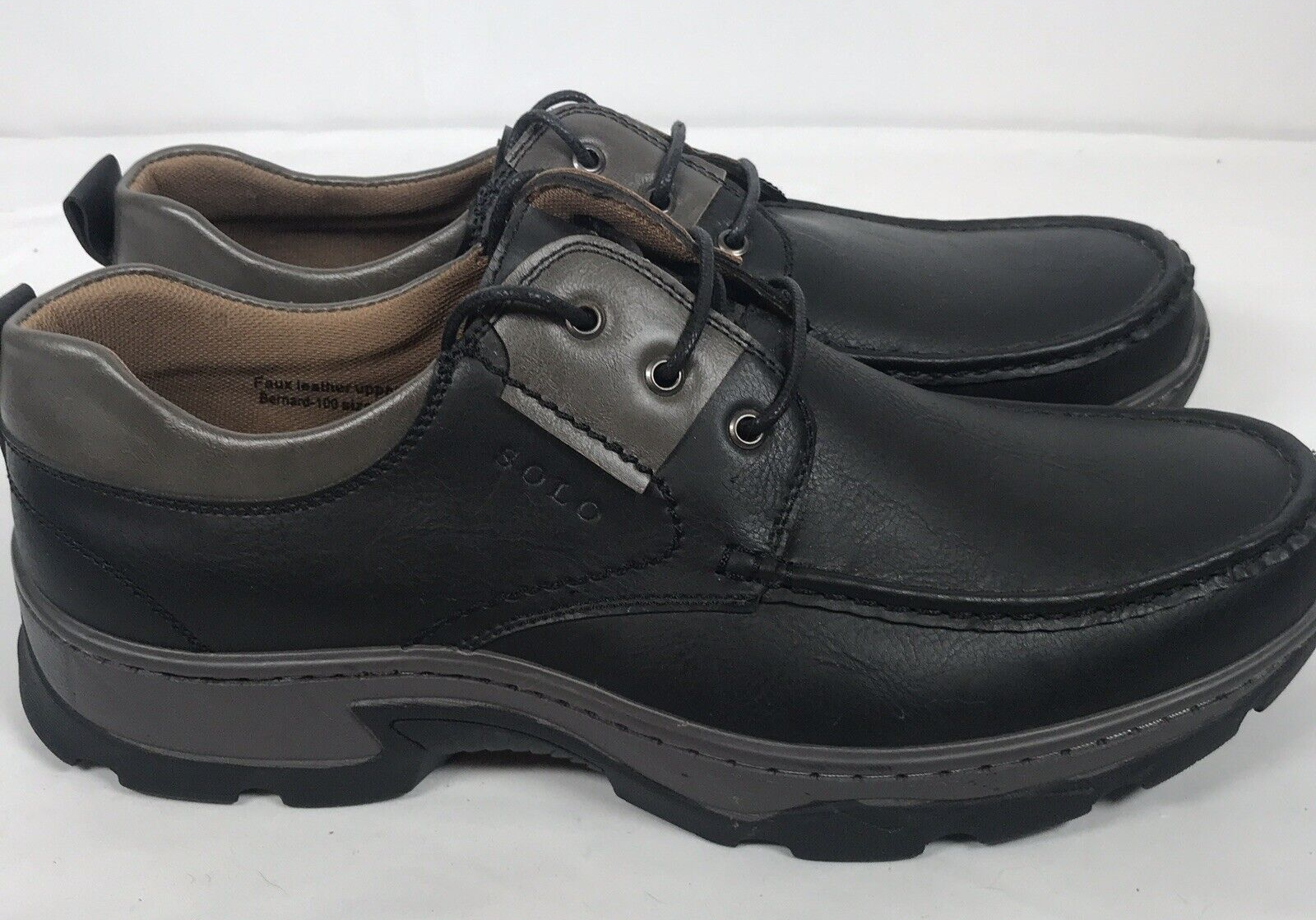 SAOLA Scarpe uomo Solo nere e grigie ecopelle stringate casual Oxford taglia 13