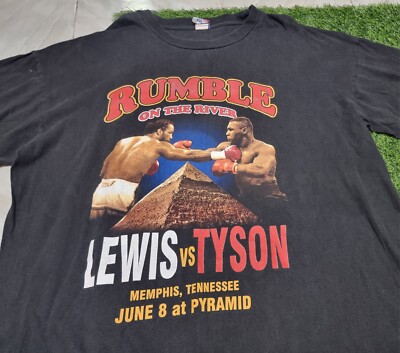 トップス MOMENTEL Old boxing T-shirt Vintage Mike Tyson Lennox Lewis Rumble On The River Boxing Shirt