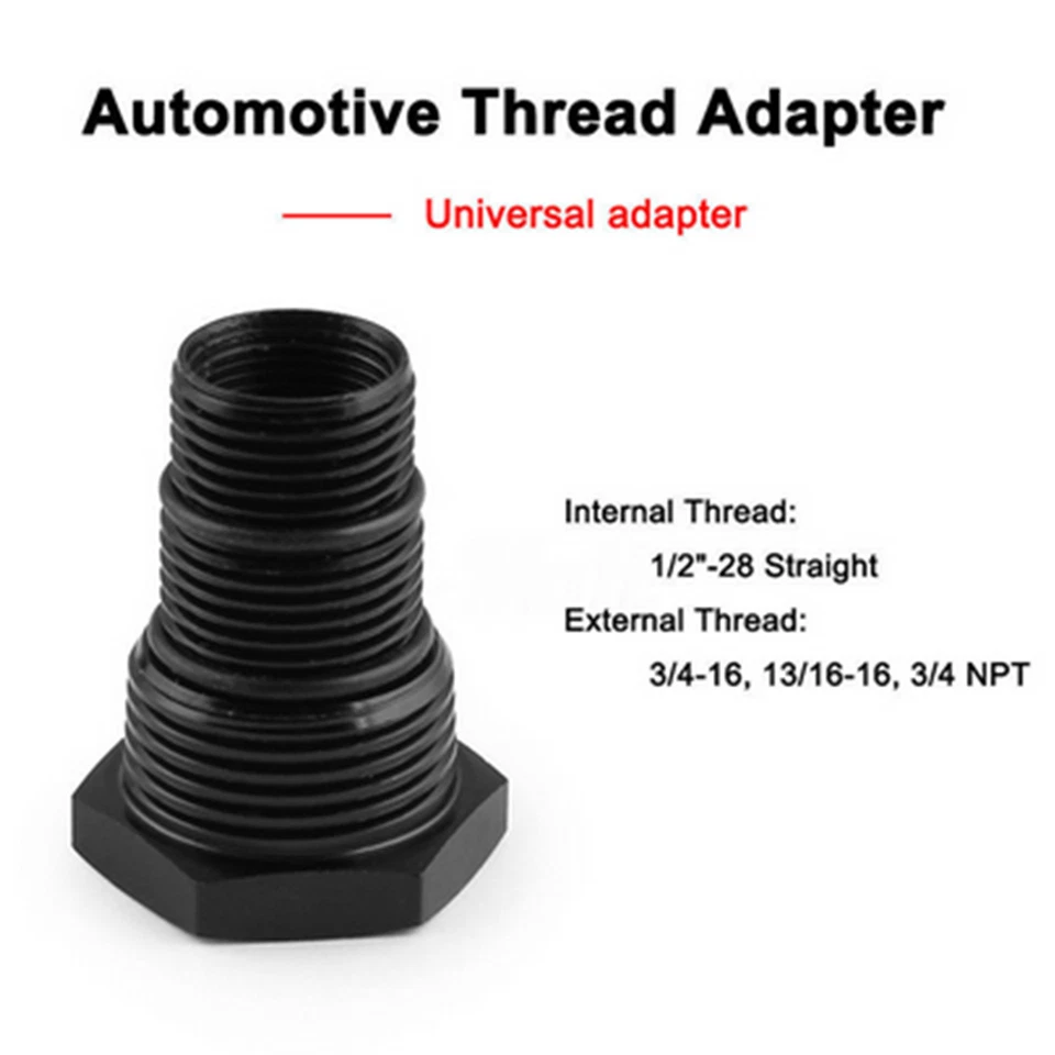 Adaptador de filtro de aceite roscado automotriz 1/2-28 a 3/4-16, 13/16-16, 3/4NPT NEGRO+ Foto 4 de 4