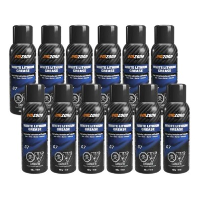 14 oz.  White Lithium Grease Spray Pack of 12 - EMZONE