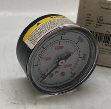 WESTWARD 1-1/2" Pressure Gauge (0-3000 psi) Dry Fill - 1/8" NPT Back - ABS Case