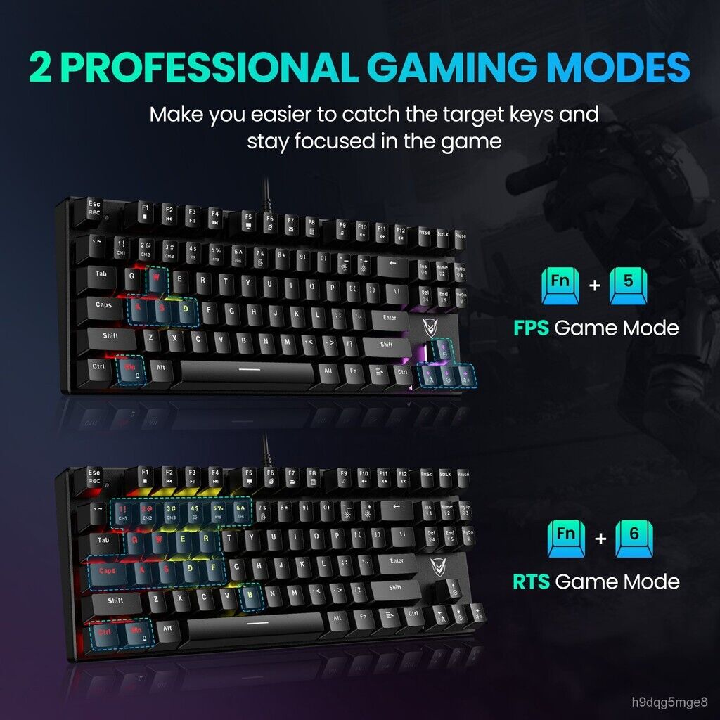  Compact 80 Percent Mechanical Gaming Keyboard, Wired