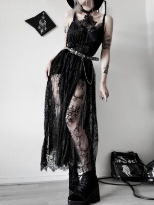 Women Gothic Dress Women Lace Bandage Dress Elegant Partywear Club Long  Dress | eBay
