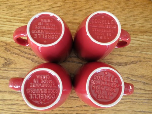 Corelle Coordinates tazze in gres rosso intenso 12 oz set di 4 mai usate - Foto 11 di 13