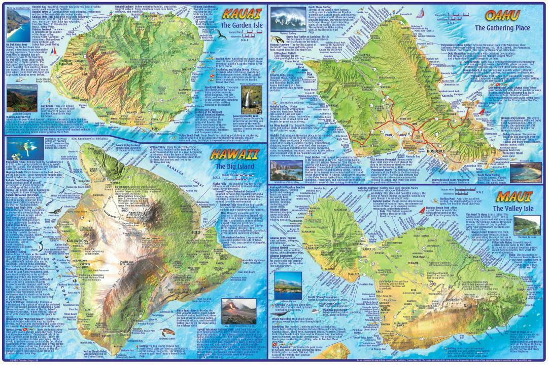 m*a様 Heather Brown Hawaii Map Hawai'i Islands - Matted Paper Print - Heather Brown Art